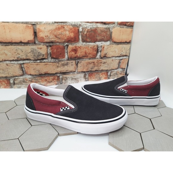 Vans Slip On Pro Skate Shoes Pop Cush Mens Asphalt Pomegranate Shoes Size 7.5 - Picture 2 of 9